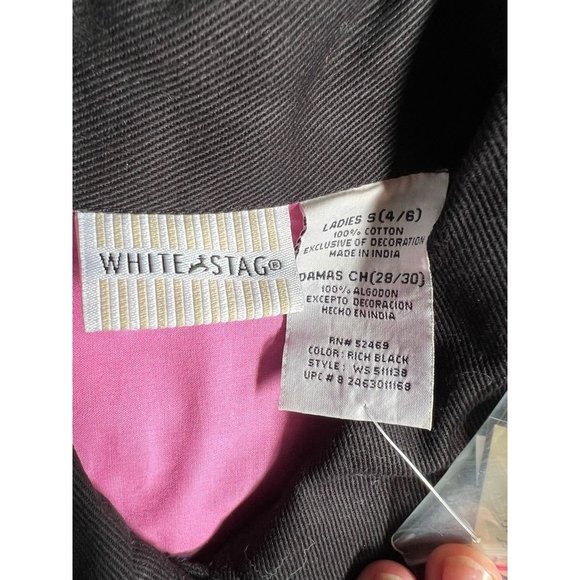 White Stag Womens Denim Jacket Coat Black Floral Button Up Embroidered S New - Picture 12 of 12
